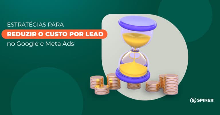 Estratégias para reduzir o custo por lead no Google e Meta Ads reduzir o custo por lead e a imagem possui o texto Estratégias para reduzir o custo por lead no Google e Meta Ads