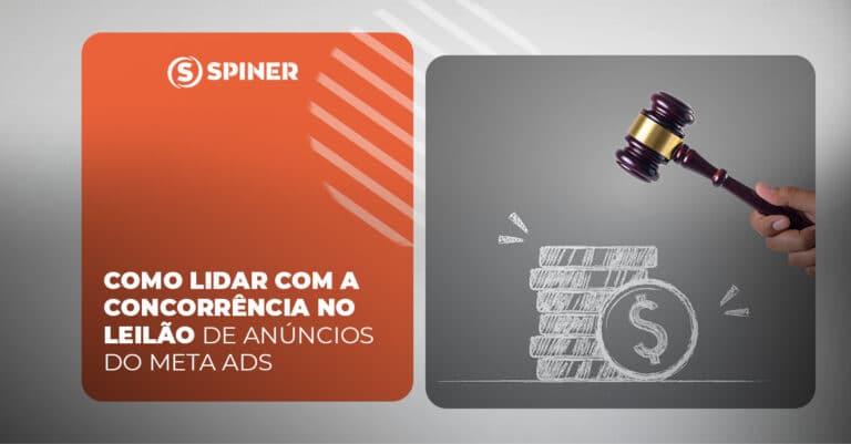 Como lidar com a concorrência no leilão de anúncios do Meta Ads leilão de anúncios do Meta Ads e a imagem possui o texto Como lidar com a concorrência no leilão de anúncios do Meta Ads